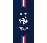 CTI Serviette de plage Équipe de France Football 2 étoiles – 100% coton OEKO-TEX 75x150 cm Bleu