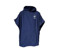 FFF Poncho de Bain Logo Enfant | 100% Coton | Oeko-TEX | Taille 4/8 Ans | Bleu Marine