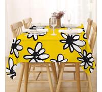 FFFASFY Nappe Carrée 140x140 cm, Nappe Imperméable Anti Tache, Fleurs Nappe Jaune Lavable en Machine, Linge de Table pour Table Basse, Salle à Manger et Jardin Extérieur