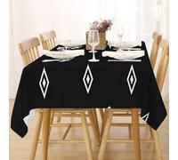 FFFASFY Nappe Carrée 140x140 cm, Nappe Imperméable Anti Tache, Géométrique Nappe Noir Blanc Lavable en Machine, Linge de Table pour Table Basse, Salle à Manger et Jardin Extérieur