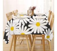 FFFASFY Nappe Carrée 180x180 cm, Nappe Imperméable Anti Tache, Fleurs Nappe Noir Lavable en Machine, Linge de Table pour Table Basse, Salle à Manger et Jardin Extérieur