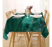 FFFASFY Nappe Carrée 180x180 cm, Nappe Imperméable Anti Tache, Marbre Nappe Vert Émeraude Or Lavable en Machine, Linge de Table pour Table Basse, Salle à Manger et Jardin Extérieur