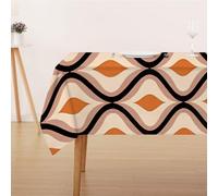 FFFASFY Nappe Carrée 180x180 cm, Nappe Imperméable Anti Tache, Ondulation Nappe Gris Brun Lavable en Machine, Linge de Table pour Table Basse, Salle à Manger et Jardin Extérieur