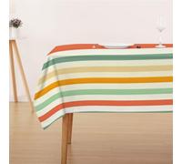 FFFASFY Nappe Carrée 180x180 cm, Nappe Imperméable Anti Tache, Rayé Nappe Colorée Lavable en Machine, Linge de Table pour Table Basse, Salle à Manger et Jardin Extérieur