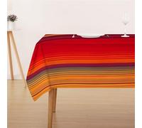 FFFASFY Nappe Carrée 180x180 cm, Nappe Imperméable Anti Tache, Rayé Nappe Rouge Orange Lavable en Machine, Linge de Table pour Table Basse, Salle à Manger et Jardin Extérieur