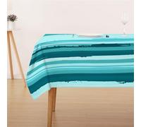 FFFASFY Nappe Carrée 180x180 cm, Nappe Imperméable Anti Tache, Rayé Nappe Vert Bleu Lavable en Machine, Linge de Table pour Table Basse, Salle à Manger et Jardin Extérieur