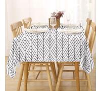 FFFASFY Nappe Carrée 180x180 cm, Nappe Imperméable Anti Tache, Rayure Nappe Noir Blanc Lavable en Machine, Linge de Table pour Table Basse, Salle à Manger et Jardin Extérieur