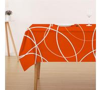 FFFASFY Nappe Carrée 180x180 cm, Nappe Imperméable Anti Tache, Rond Nappe Orange Blanc Lavable en Machine, Linge de Table pour Table Basse, Salle à Manger et Jardin Extérieur