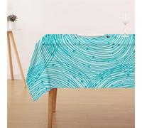 FFFASFY Nappe Carrée 90x90 cm, Nappe Imperméable Anti Tache, Cercle Nappe Bleu Lavable en Machine, Linge de Table pour Table Basse, Salle à Manger et Jardin Extérieur
