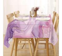 FFFASFY Nappe Rectangulaire Anti Tache, Nappe Imperméable Lavable, Nappe Pourpre Rose 140x240 cm, Nappe Marbre en Polyester, Nappe de Table Rectangulaire pour Cuisine Table à Manger