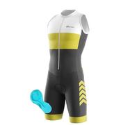 FFFF & OLFEH Mens Pro trifonction manches courtes Triathlon plus proche pour le Racing Tri Suit, pour Course À Pied, Natation, Cyclisme Body (Q4,M)
