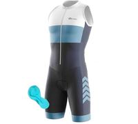 FFFF & OLFEH Mens Pro trifonction manches courtes Triathlon plus proche pour le Racing Tri Suit, pour Course À Pied, Natation, Cyclisme Body (Q8,M)