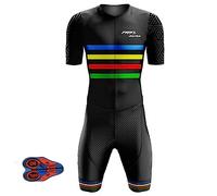 FFFF & OLFEH Triathlon Tri Costume, Cyclisme for Hommes Skinsuit Triathlon Speedsuit Cuissard 3D Gel Coussin Solide Tenue VTT Combinaison Vélo Jersey Respirant Séchage (Noir,M)