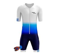FFFF & OLFEH Triathlon Tri Costume, Trik Tri Costume pour Hommes - Mens Manches Courtes Tri Skinsuit 3D Gel Coussin Solide Tenue VTT Combinaison Vélo Jersey Respirant Séchage (FA15,M)