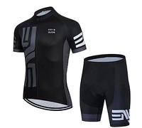 FFFF & OLFEH Vêtements Cyclisme Pro Homme Tenue Cycliste Manche Courte, Été Jerseys VTT et Cuissard à Bretelle avec 9D Coussin Gel,Tenue VTT Homme SéChage Rapid Shirt (FA11,6XL)