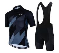 FFFF & OLFEH Vêtements Cyclisme Pro Homme Tenue Cycliste Manche Courte, Été Jerseys VTT et Cuissard à Bretelle avec 9D Coussin Gel,Tenue VTT Homme SéChage Rapid Shirt (FA9,3XL)