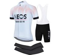 FFFF & OLFEH Vêtements Cyclisme Pro Homme Tenue Cycliste Manche Courte, Été Jerseys VTT et Cuissard à Bretelle avec 9D Coussin Gel, Cycling Route Respirant Séchage Rapide+Une Paire de Manches (C1,L)