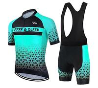 FFFF & OLFEH Vêtements Cyclisme Pro Homme Tenue Cycliste Manche Courte, Été Jerseys VTT et Cuissard à Bretelle avec 9D Coussin Gel,Tenue VTT Homme SéChage Rapid Shirt (FA2,6XL)