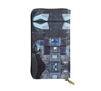 FFGhjk Cabin of the Future Portefeuille long en cuir à motifs avec compartiment à fermeture éclair pour femme, porte-cartes et chèques