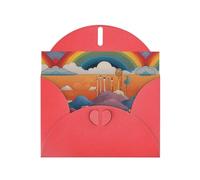FFGhjk Carte de vœux rouge imprimée arc-en-ciel étrange (avec enveloppe) | 15,2 x 10,2 cm - Parfait pour Thanksgiving, anniversaires, mariages, fêtes de vacances