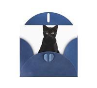 FFGhjk Good Little Black Cat Carte de vœux imprimée bleue (avec enveloppe) | 15,2 x 10,2 cm - Parfait pour Thanksgiving, anniversaires, mariages, fêtes de vacances