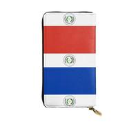 FFGhjk Portefeuille long en cuir à motif drapeau du Paraguay avec compartiment à fermeture éclair pour femme, porte-cartes et chèques