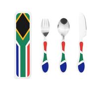 FFGhjk Service de table 3 pièces imprimé drapeau de l'Afrique du Sud pour enfants, adapté pour l'école, la maison, les voyages, sûr et facile à utiliser