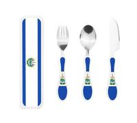 FFGhjk Service de table imprimé El Salvador 3 pièces pour enfant - Convient pour l'école, la maison, les voyages, sûr et facile à utiliser