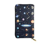 FFGhjk The Solar Family Portefeuille long en cuir avec compartiment à fermeture éclair pour femme avec porte-cartes et chèques