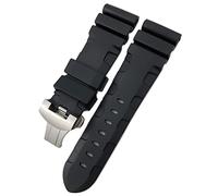 FFHAO Bracelet de montre en caoutchouc 22 mm, 24 mm, 26 mm, bracelet en silicone pour montre Panerai étanche luminor PAM étanche, 22mm silver buckle, Agate