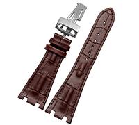 FFHAO Bracelet de montre pliable en cuir de crocodile pour homme AP 15703 26470SO Royal Oak Offshore - 28 mm, 28mm, Agate