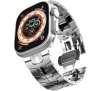 FFHAO Bracelet en acier inoxydable pour Apple Watch Ultra 49 mm Series 8 7 6 SE 5 4 45 mm, 41 mm, 44 mm, 40 mm - Bracelet en métal pour iWatch 3 42 mm et 38 mm, 42/44/45mm, Agate