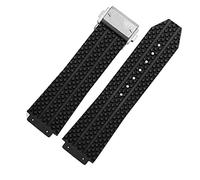 FFHAO Bracelet pour Hublot Big Bang authentique - Boucle en acier inoxydable - Outil gratuit - Bracelet de montre en caoutchouc noir - 25 x 19 mm, 25X19mm, Agate