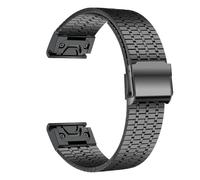 FFHDJL Bracelet de montre en acier inoxydable à ajustement rapide pour Garmin Watch Fenix 6 7 Pro 5 Plus 5s 6s 7s sans espace 26 mm 22 mm 3HR 945 extrémité incurvée (noir, 22 mm)