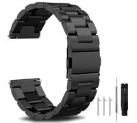 FFHDJL Bracelet de montre en acier inoxydable à dégagement rapide en métal brossé mat 18 mm, 20 mm, 22 mm, bracelet de rechange pour montre intelligente homme et femme (noir, 18 mm)