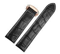 FFHDJL Bracelet de montre en cuir véritable pour chaîne de montres Hamilton Kaqi Field Aviation givrée à boucle pliante 20 mm 22 mm bracelet (noir/rose-doré, 20 mm)