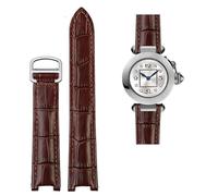 FFHDJL Bracelet en cuir de vachette concave marron noir avec boucle déployante pour montre Cartier PASHA WSPA0009 18 x 10 mm 20 x 12 mm