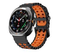FFHDJL Bracelet marin pour Samsung Galaxy Watch Ultra 47 mm Accessoires Sport Silicone Correa Bracelet pour Galaxy Watch 7 Ultra 47 mm (Noir-Orange)