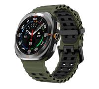 FFHDJL Bracelet marin pour Samsung Galaxy Watch Ultra 47 mm Accessoires Sport Silicone Correa Bracelet pour Galaxy Watch 7 Ultra 47 mm (Vert kaki/Noir)