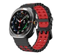 FFHDJL Bracelet marin pour Samsung Galaxy Watch Ultra 47 mm Accessoires Sport Silicone Correa Bracelet pour Galaxy Watch 7 Ultra 47 mm (Noir-Rouge)
