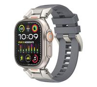 FFHDJL Bracelet pour Apple Watch 49 mm, 46 mm, 45 mm, 44 mm, 42 mm, bracelets de montre FKM étanches (gris, 46 mm)