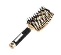 FFICUMON Peigne àfro Femmes Peigne Humide Brosse Cheveux Brosse Professionnel Brosse Massage Pinceau Peigne for Cheveux Cheveux Coiffeur Outils de Coiffure Peigne Chauffant(Gold with Hair)