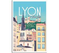 FFIME Lyon Vintage Travel Poster Interior for Home Decor Bedroom Wall Art Peintures Imprimer 30x45cm Sans cadre