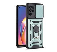 Ffish Coque pour Oppo A72 5G/A73 5G, armure militaire graduée avec coque de protection pour appareil photo et anneau de support magnétique pour voiture, vert foncé