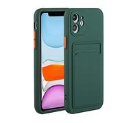 Ffish Étui portefeuille pour iPhone 8 Plus/iPhone 7 Plus + support de téléphone portable, avec fente pour cartes, ultra fin et léger, en TPU souple, vert foncé