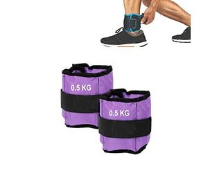 FFitnes Lot de 2 poids pour poignet et cheville avec sangle réglable 0,5 kg, violet