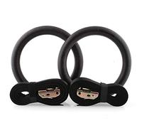 FFITNESS Gym Rings Anneaux de Gymnastique avec Sangles en ABS Mixte, Noir, Ø 23 cm