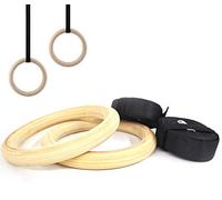 FFITNESS Wooden Rings Mixte, Bois Clair et Noir, Taille Unique