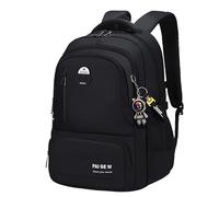 FFKQHCF 3 à 12 niveaux, grande capacité, léger, soutien dorsal ergonomique, anti-tension, sac à bandoulière pour étudiants du primaire et du secondaire (noir, taille M)