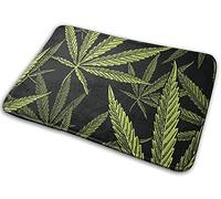 FFLSDR Paillassons Top Feuille De Cannabis Clip Imprimer Mémoire Flanelle Tapis De Salle De Bain Tapis De Bain Tapis 40X60 CM